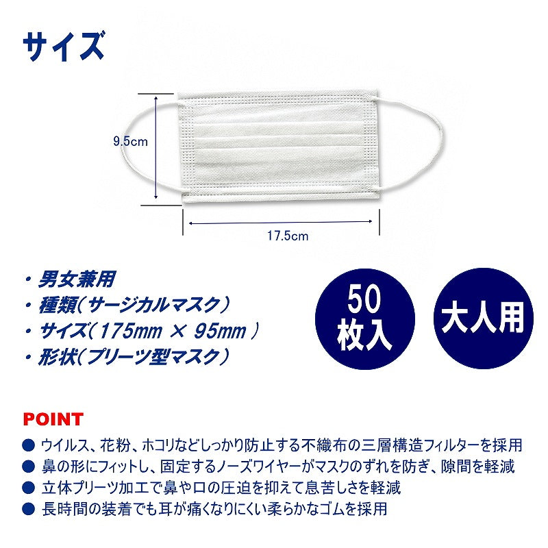 不織布マスク 3000枚 50枚入*60箱 使い捨て 普通サイズ 在庫処分セール 3層構造 高性能フィルター 感染予防 ウィルス対策 飛沫