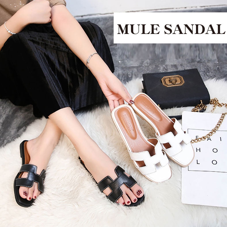 スーパーSALE」サンダル ミュール Hロゴ H PUレザー PU 歩きやすい