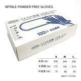 ニトリル手袋10個セット(各100枚入）パウダーフリーブル−S/M/L粉なし送料無料