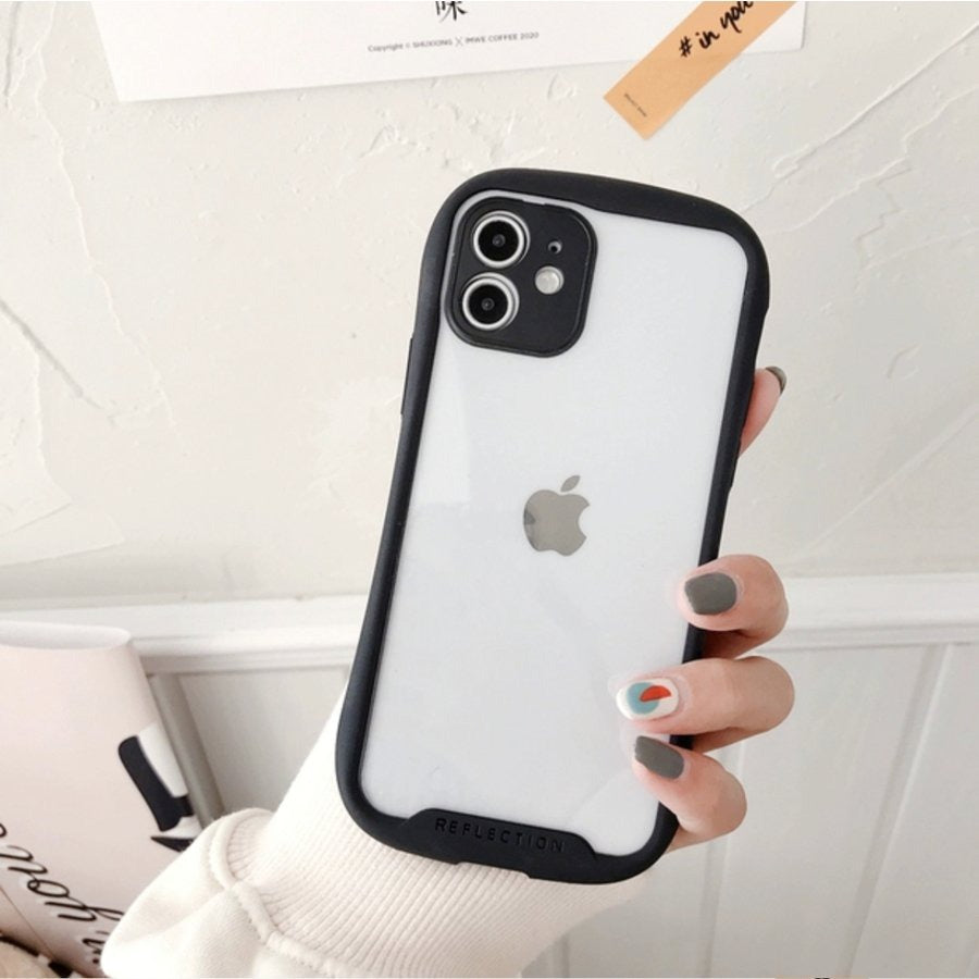 韓国 iPhone13対応 Sライン 背面クリア iPhoneケース レンズ